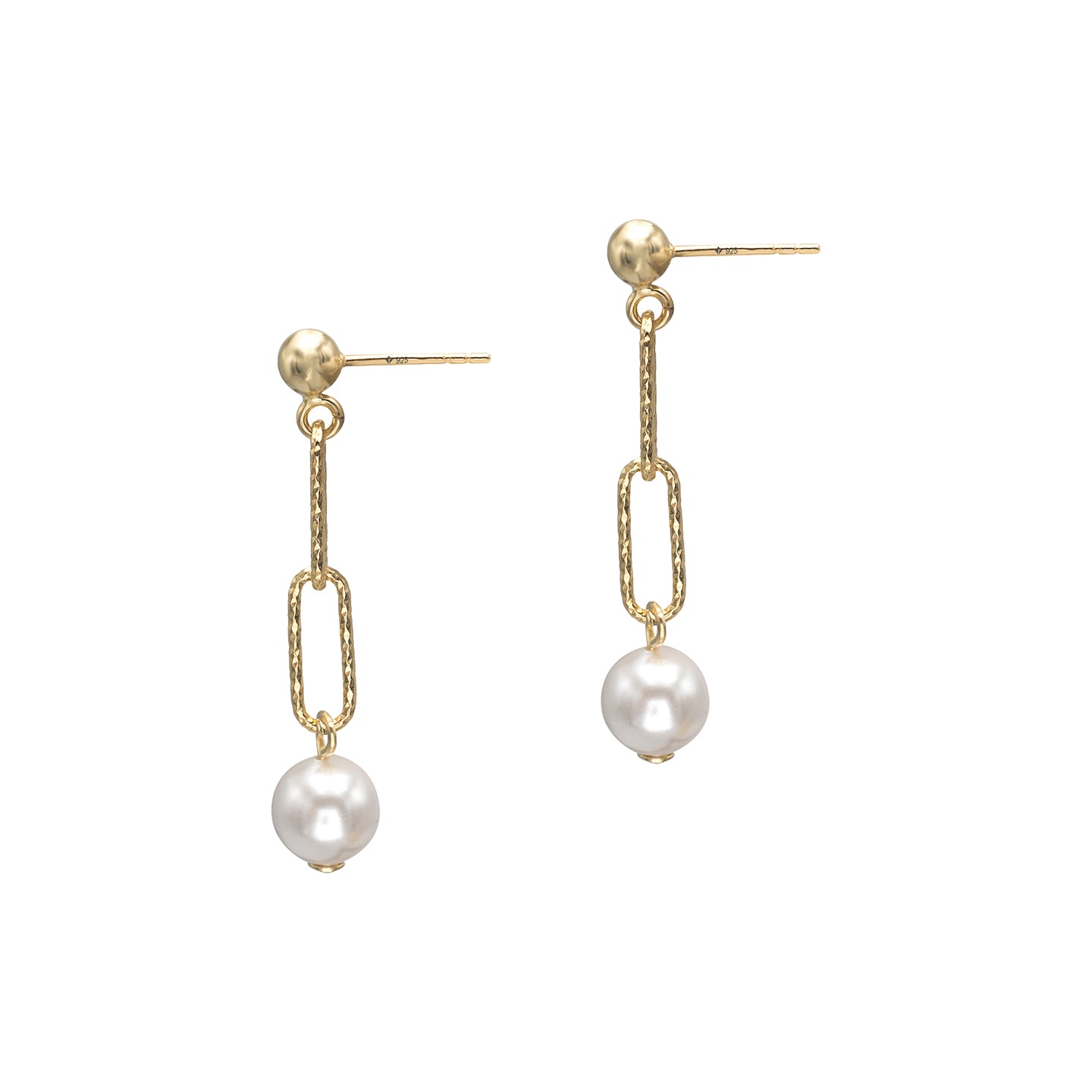 Cercei argint cu perle Masiv Hardwear Pearl - placati aur galben 18K