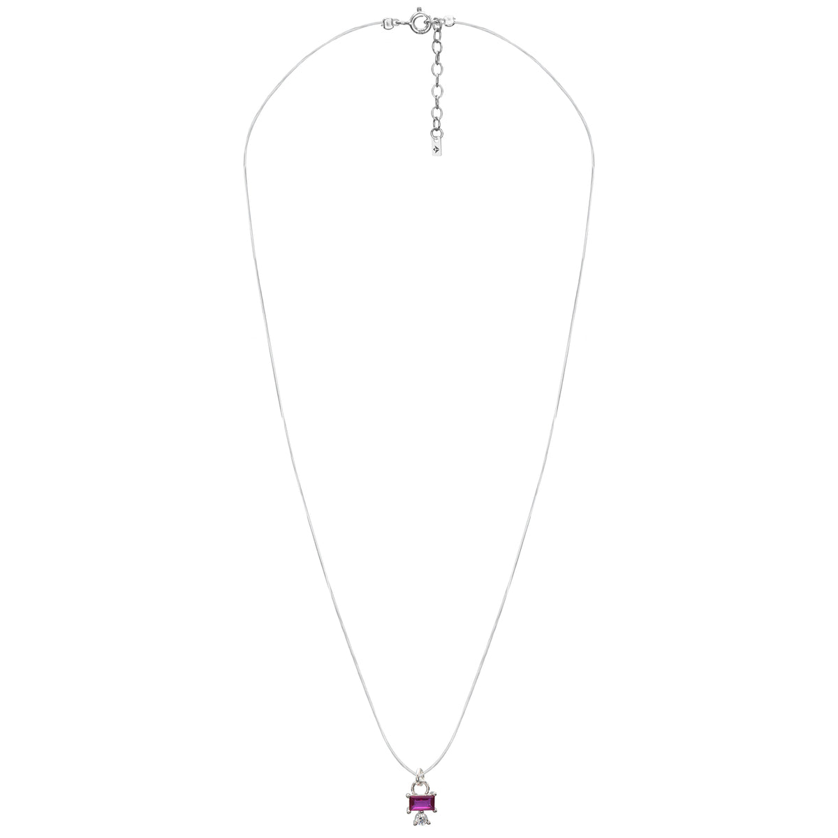 Lantisor cu fir transparent si pandantiv argint Unique Magenta