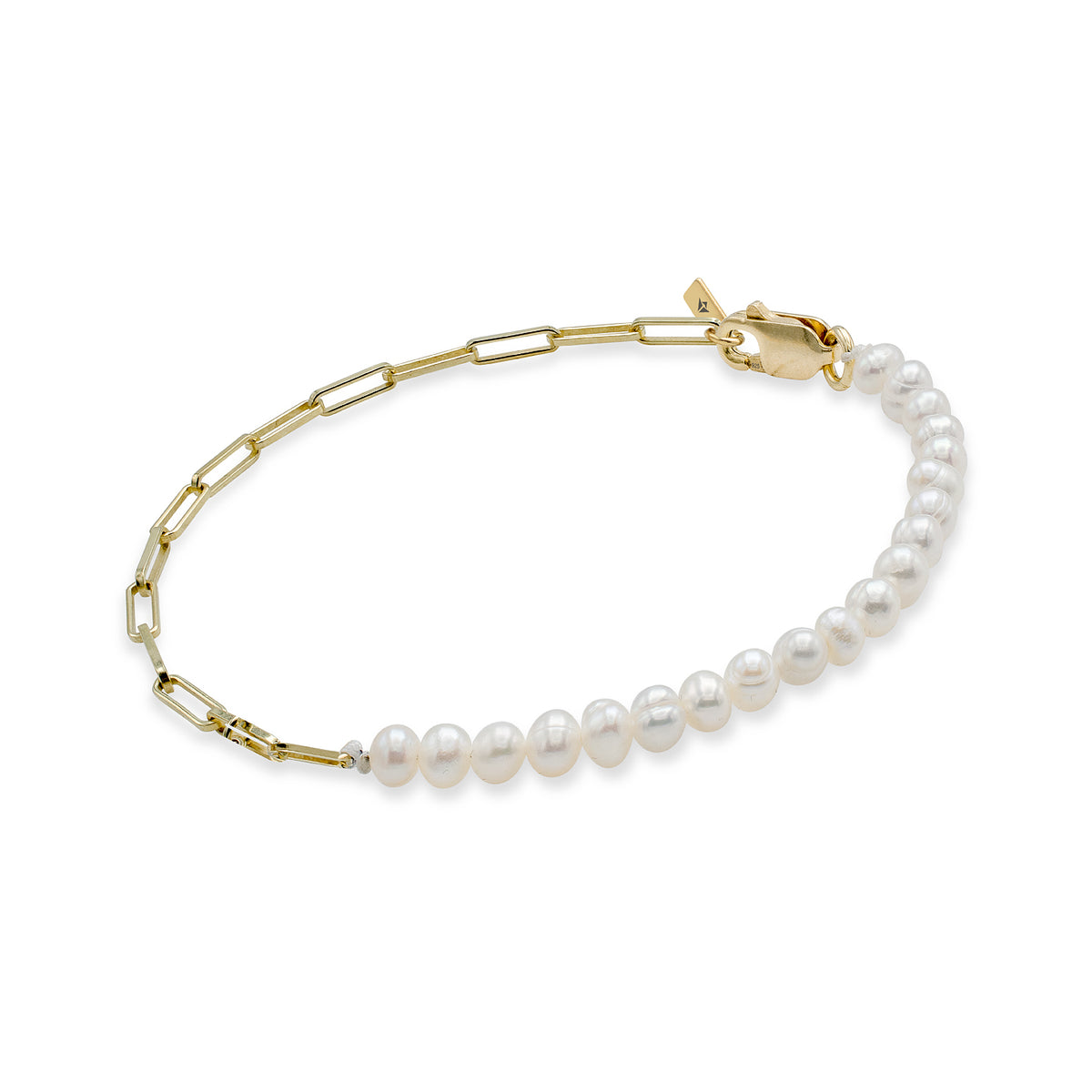 Bratara lant argint si perle Your Way - placata aur galben 18K
