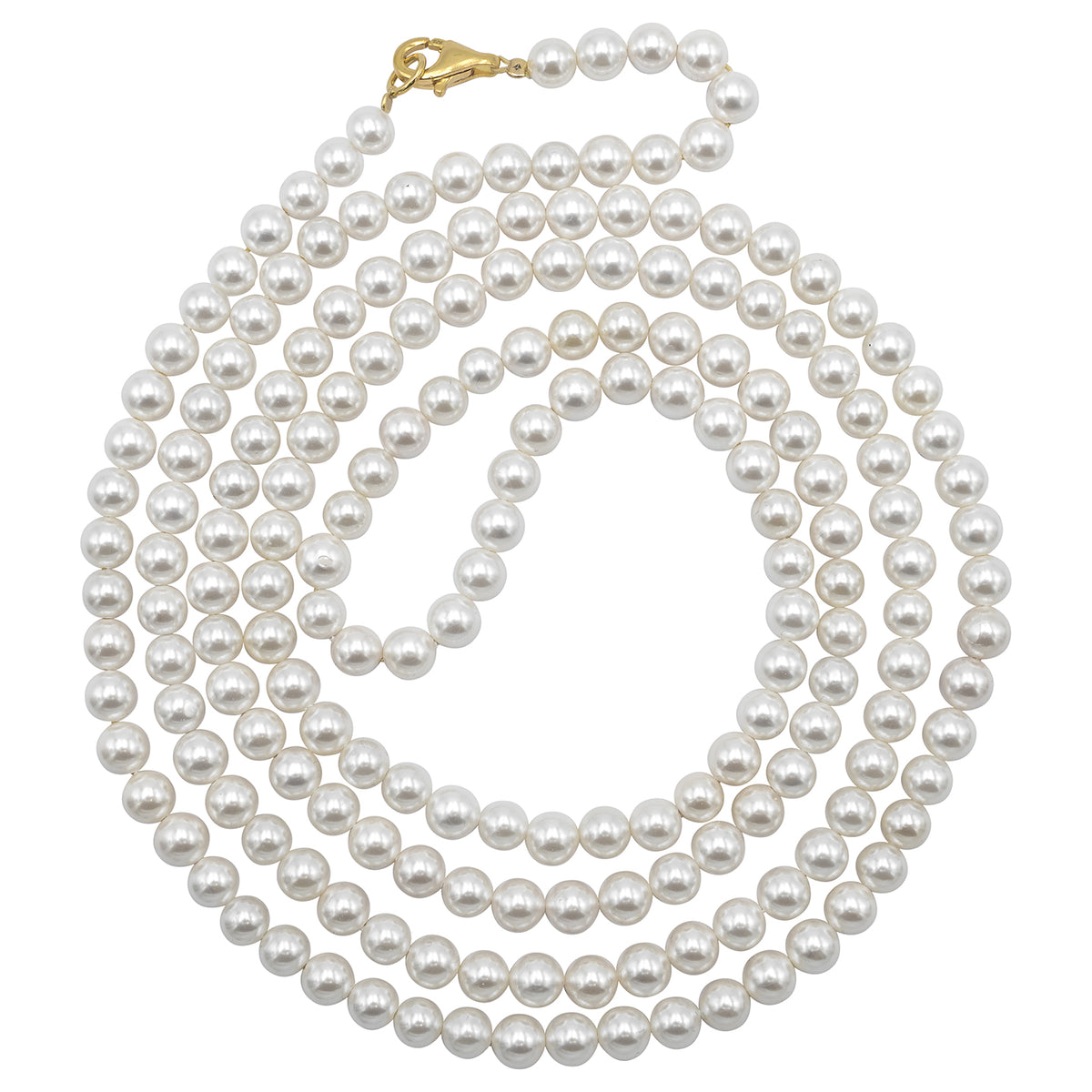 Colier lung perle scoica si argint Mermaid Pearls - placat aur galben 18K