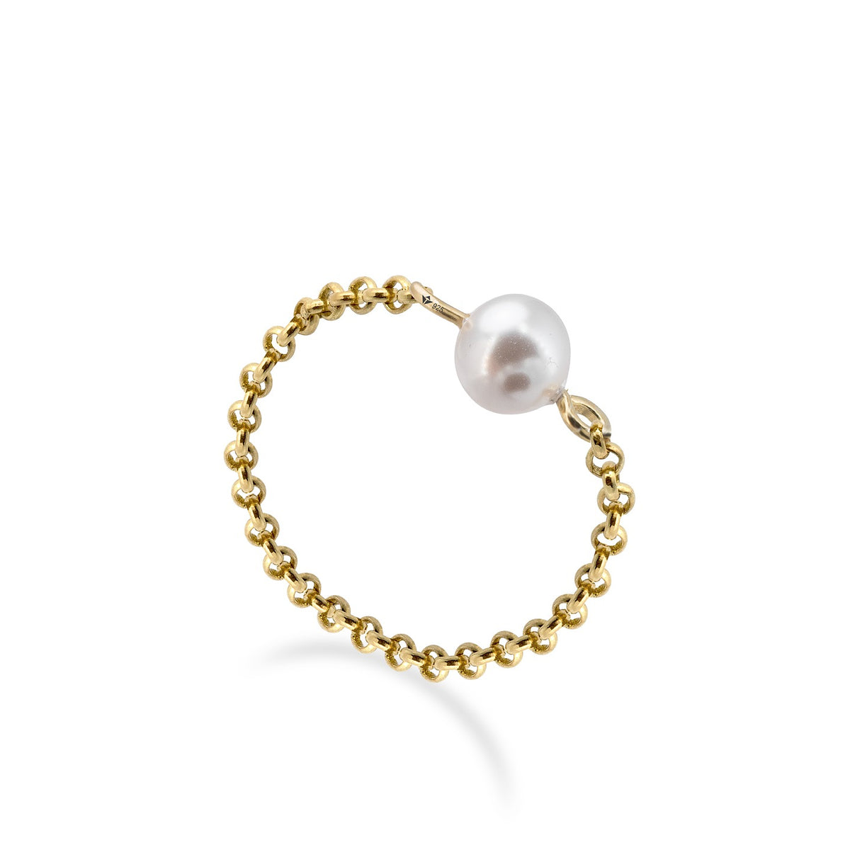 Inel argint cu perla Pearl Me Up - placat aur galben 18K