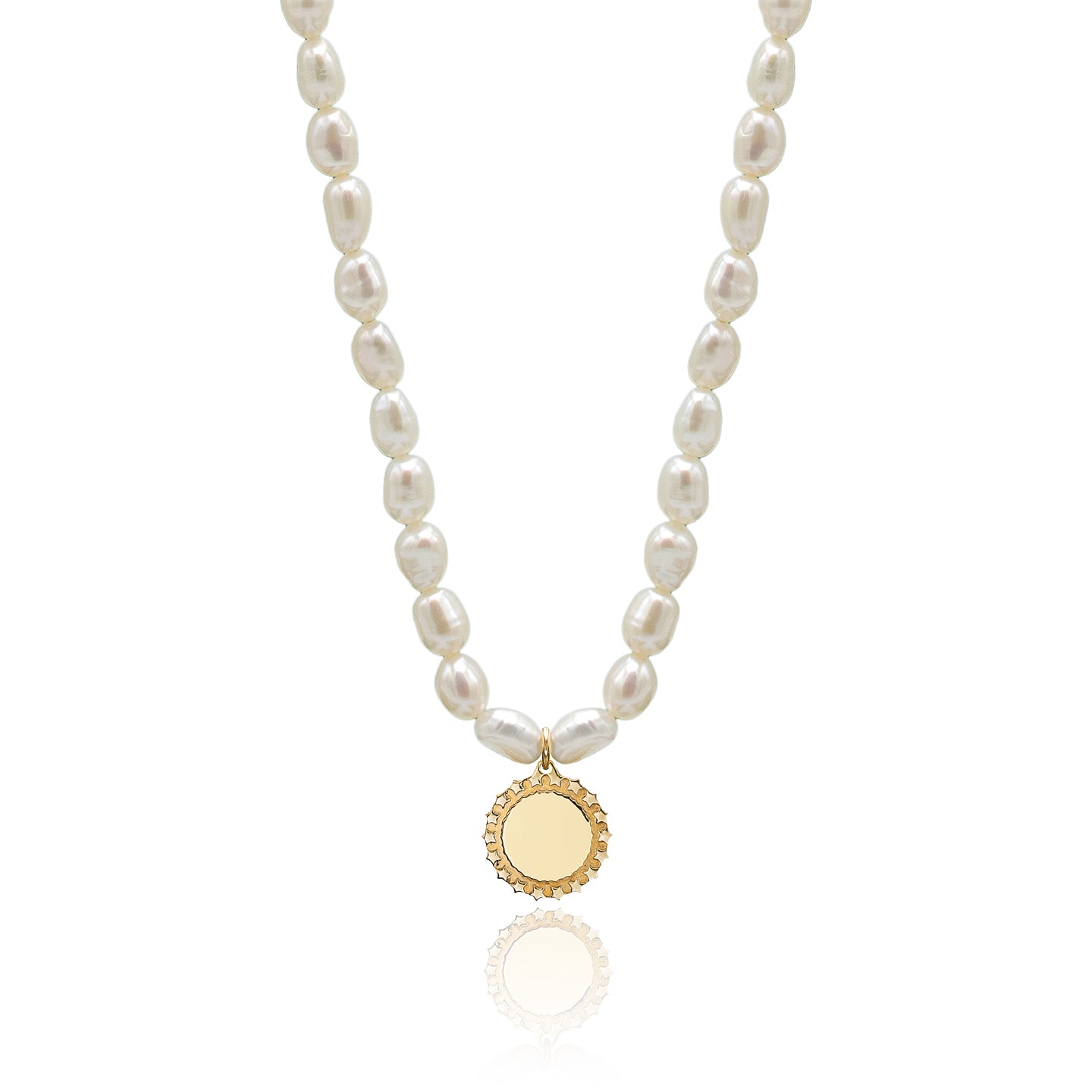 Colier perle si pandantiv argint Bang Pearl - placat aur galben 18K