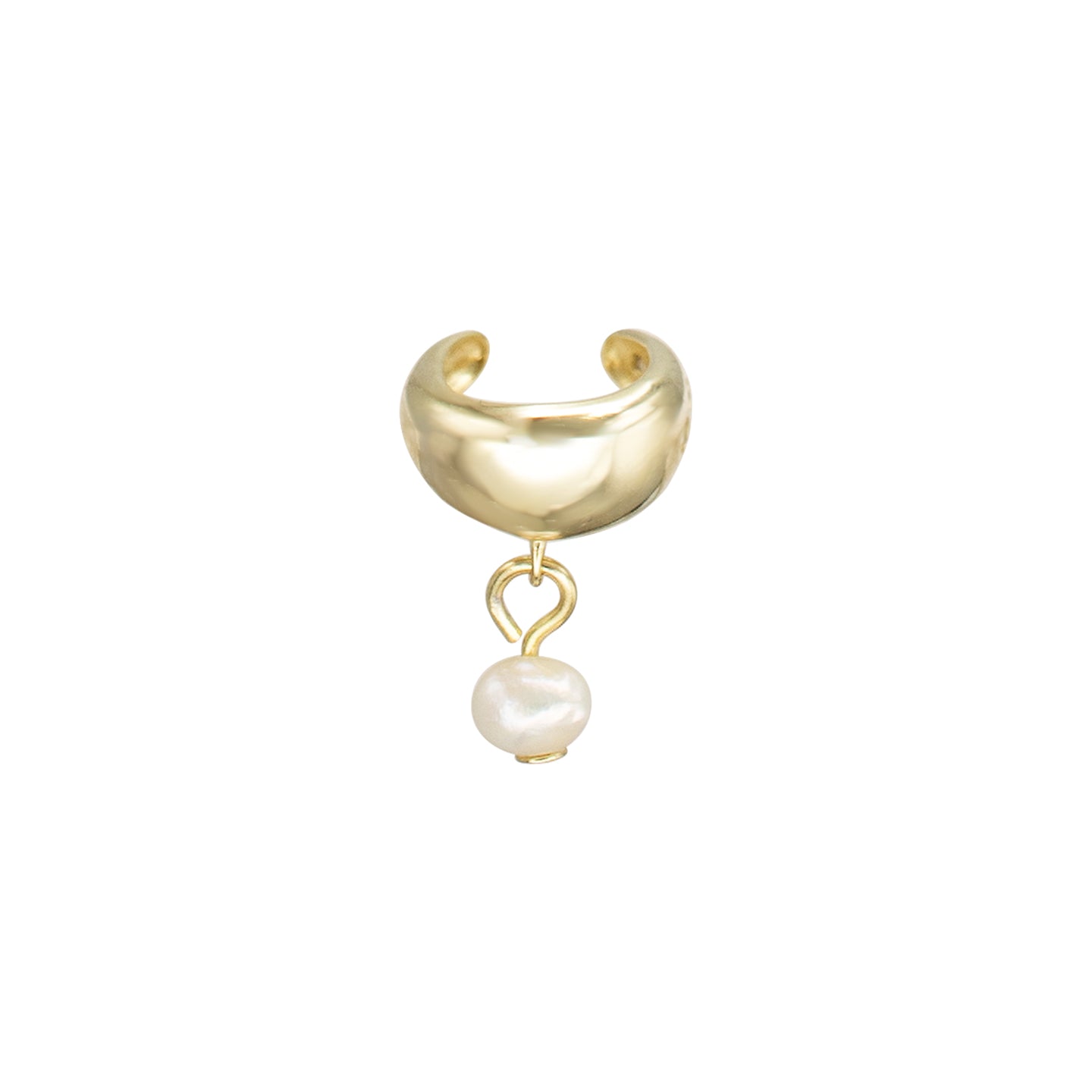 Cercel ear cuff argint cu perla Chic - placat aur galben 18K