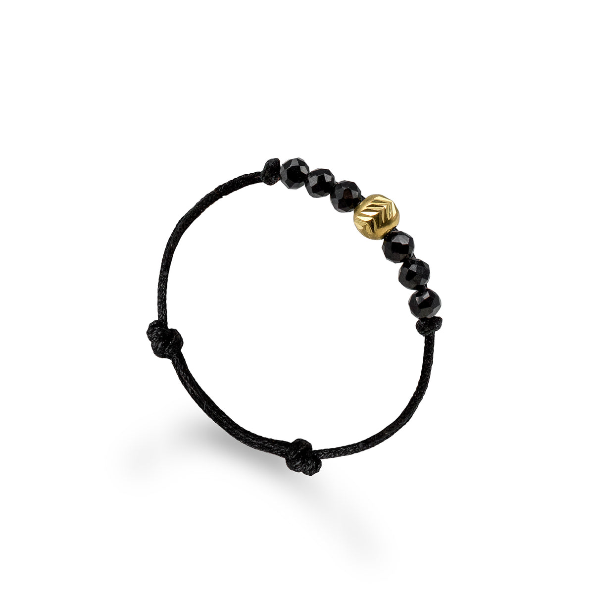 Inel snur reglabil argint BlackySilver - placat aur galben 18K