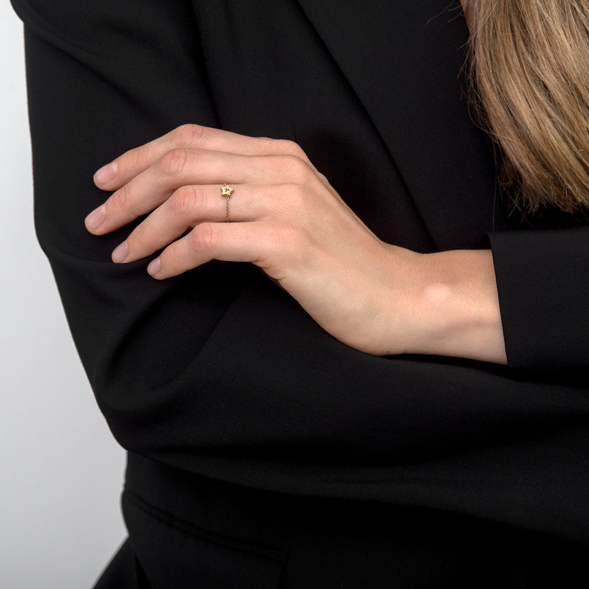 Inel snur reglabil argint stea Littl'Star - placat aur galben 18K