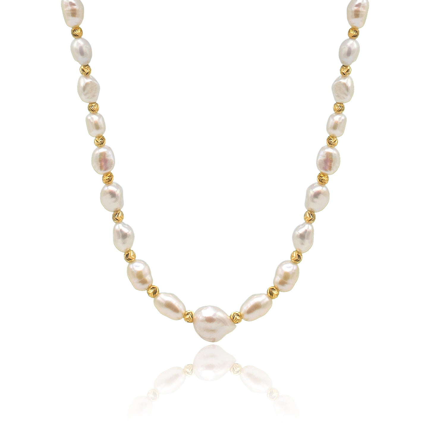Colier perle cu bilute argint Precious to Me - placat aur galben 18K