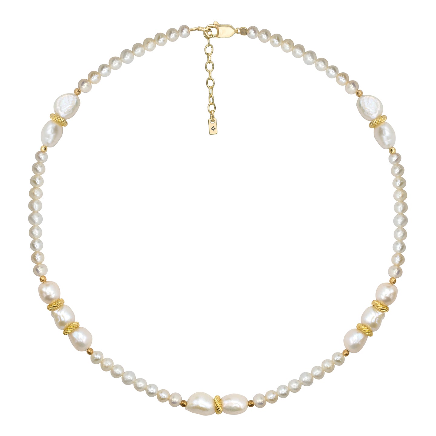Colier perle argint Princess Pearls - placat aur galben 18K