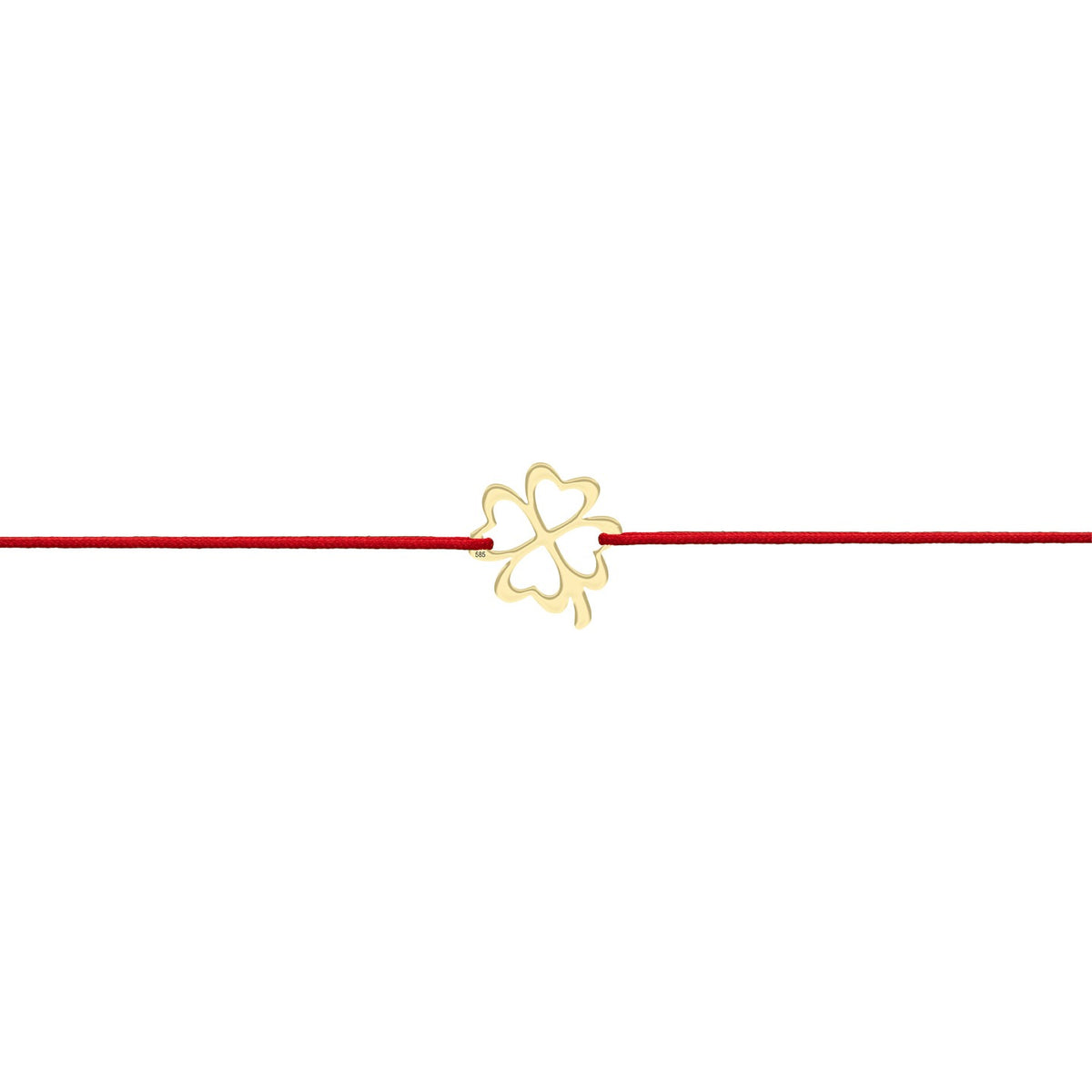 Bratara Martisor Aur 14K, snur rosu si trifoi stilizat