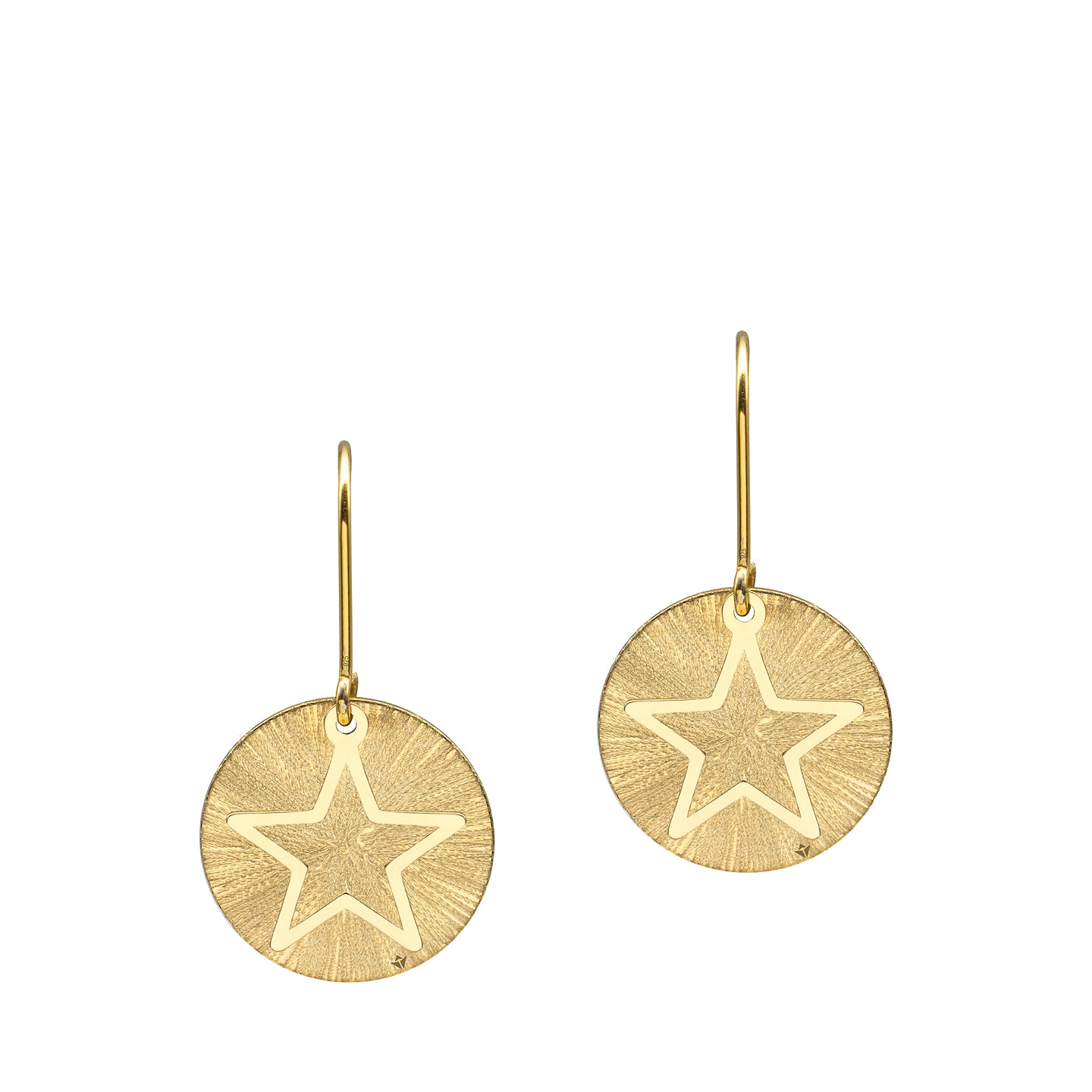 Cercei argint banuti MoonStar - placati aur galben 18K