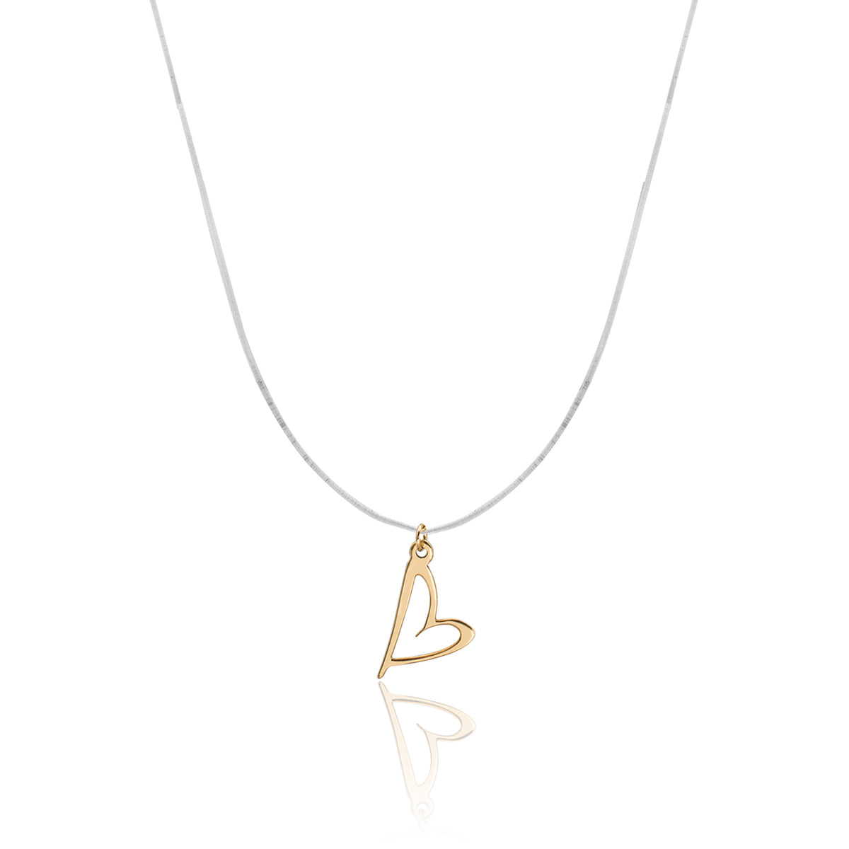 Lantisor cu fir transparent si pandantiv aur Follow Your Heart