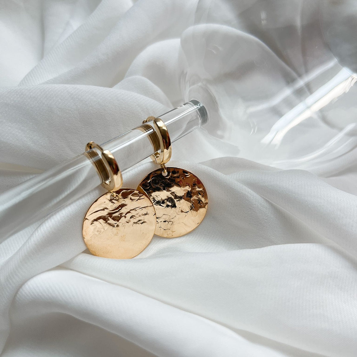 Cercei rotunzi argint Antique Unique - placati aur galben 18K