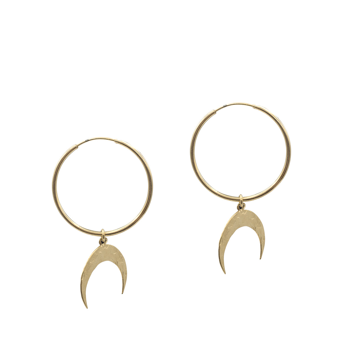 Cercei rotunzi argint creole Moon Shade - placati aur galben 18K