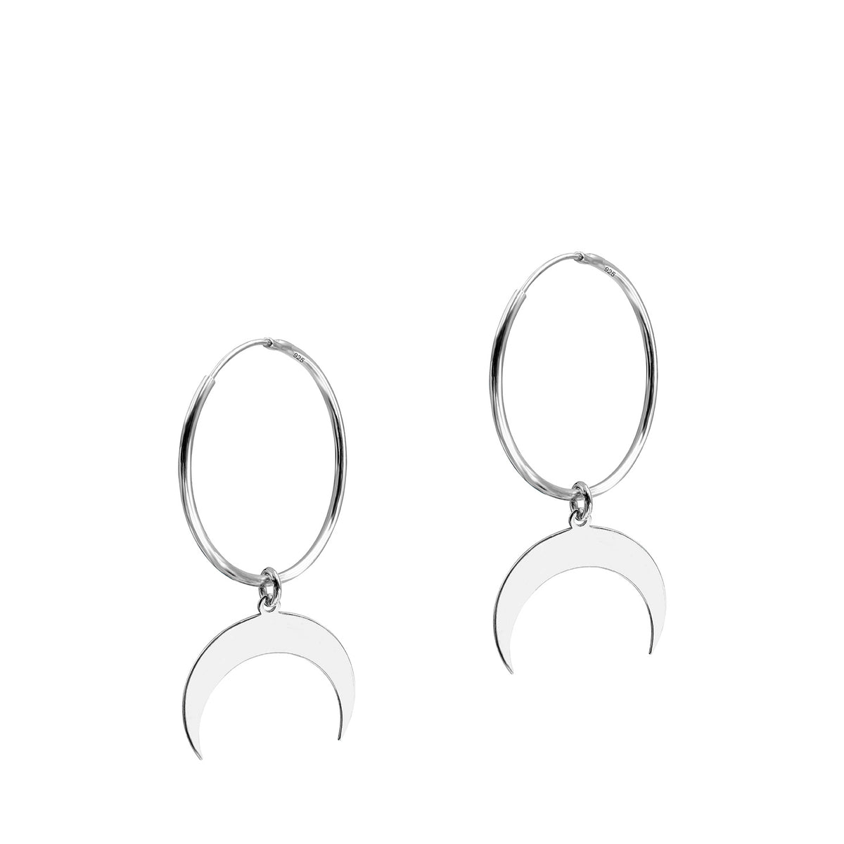 Cercei rotunzi argint creole Crescent Moon