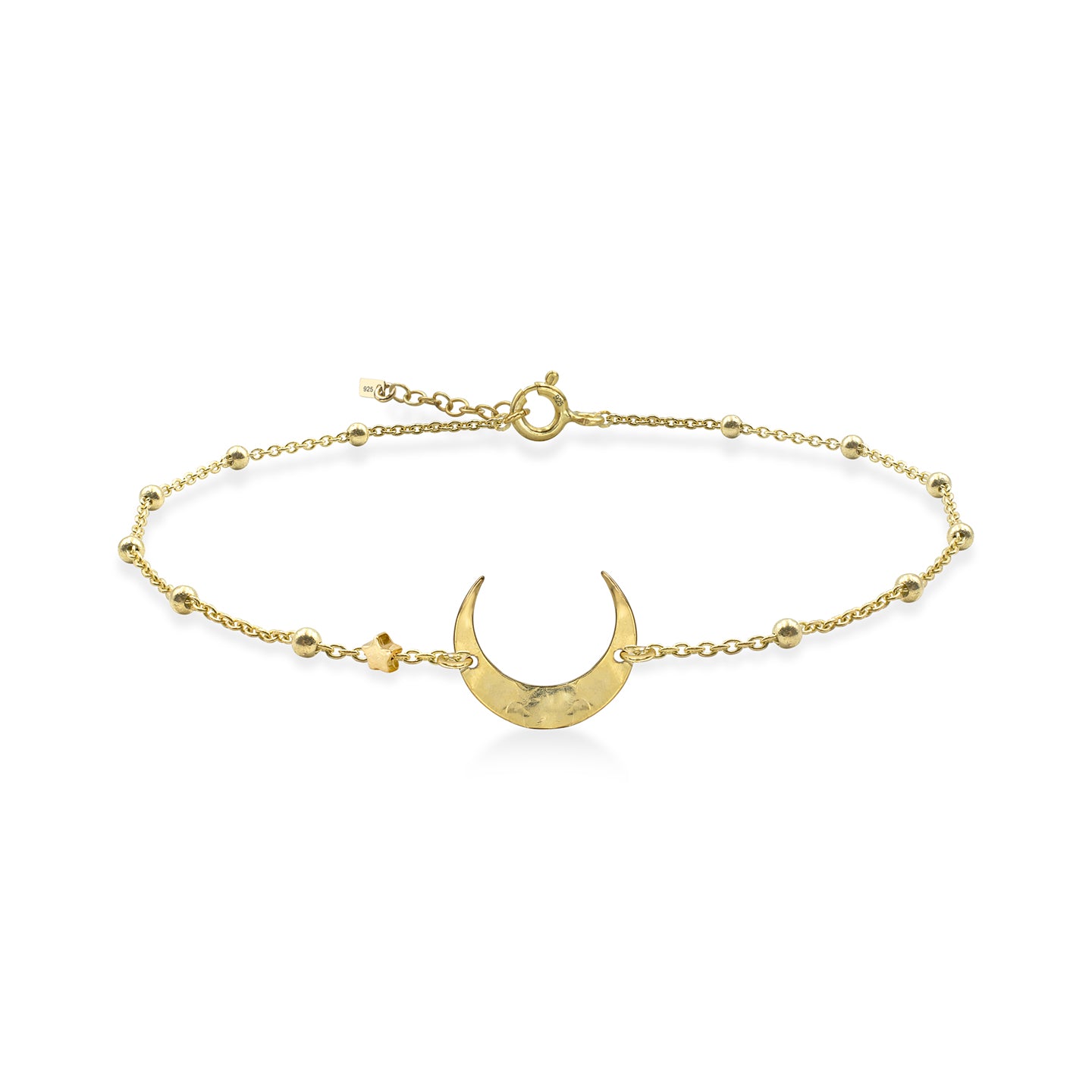 Bratara argint luna si stea Crescent Moon - placata aur galben 18K