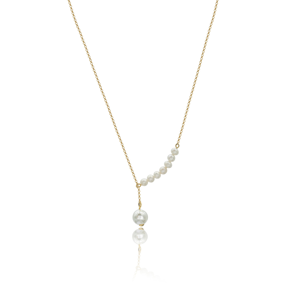 Colier cu lantisor argint si perle Purity One - placat aur galben 18K