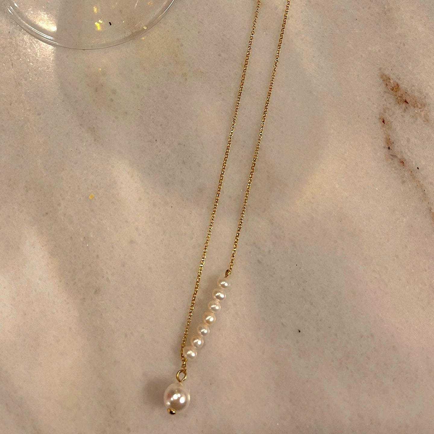 Colier cu lantisor argint si perle Purity One - placat aur galben 18K
