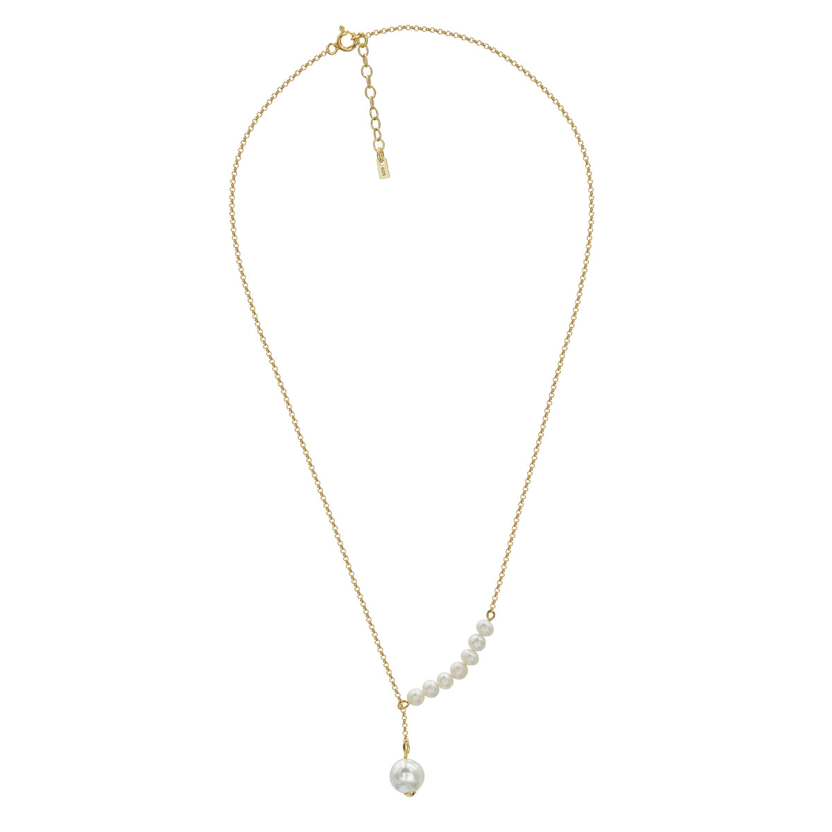 Colier cu lantisor argint si perle Purity One - placat aur galben 18K