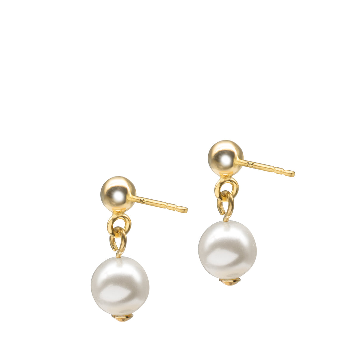 Cercei perle argint Pur Blanca - placati aur galben 18K