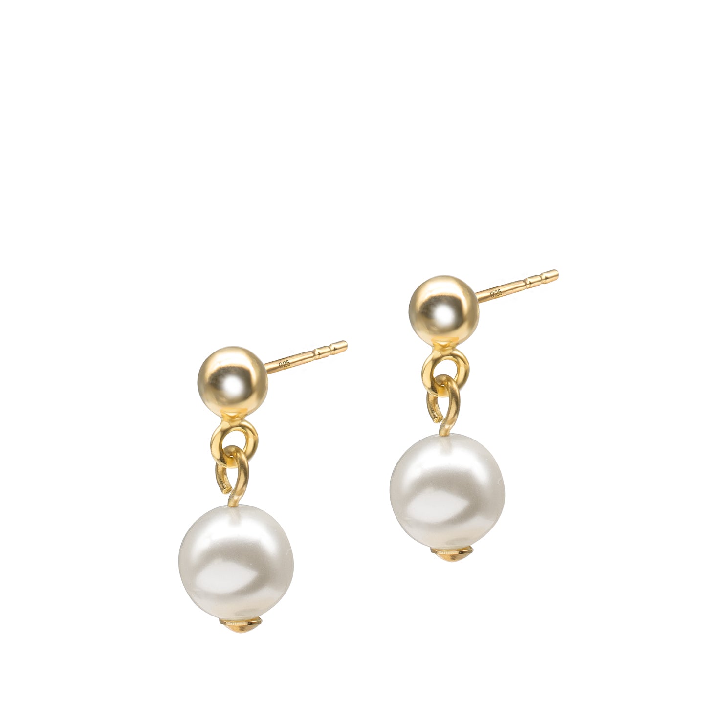 Cercei perle argint Pur Blanca - placati aur galben 18K