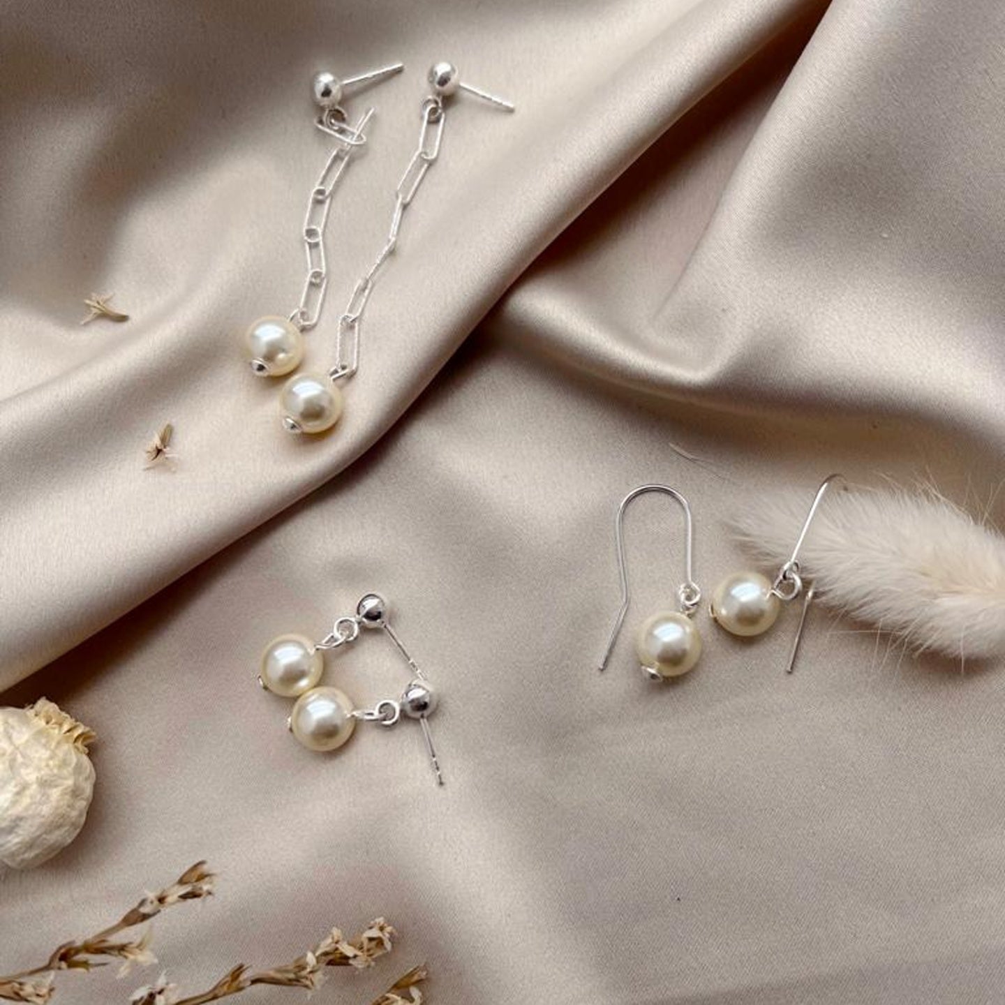 Cercei perle argint Pur Blanca - placati aur galben 18K