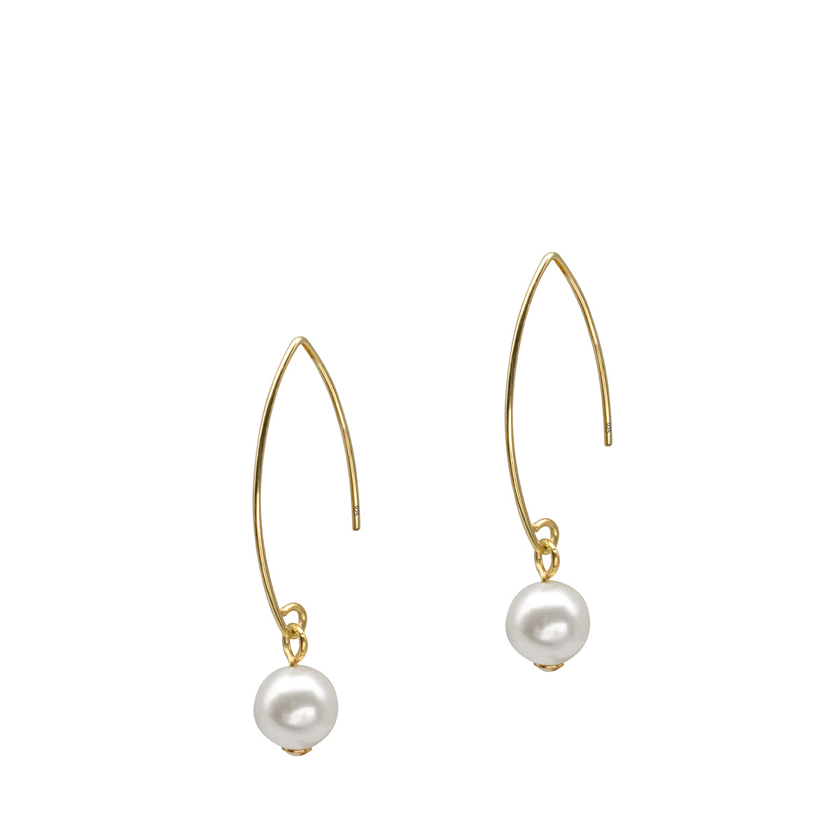 Cercei perle argint Levitation - placati aur galben 18K