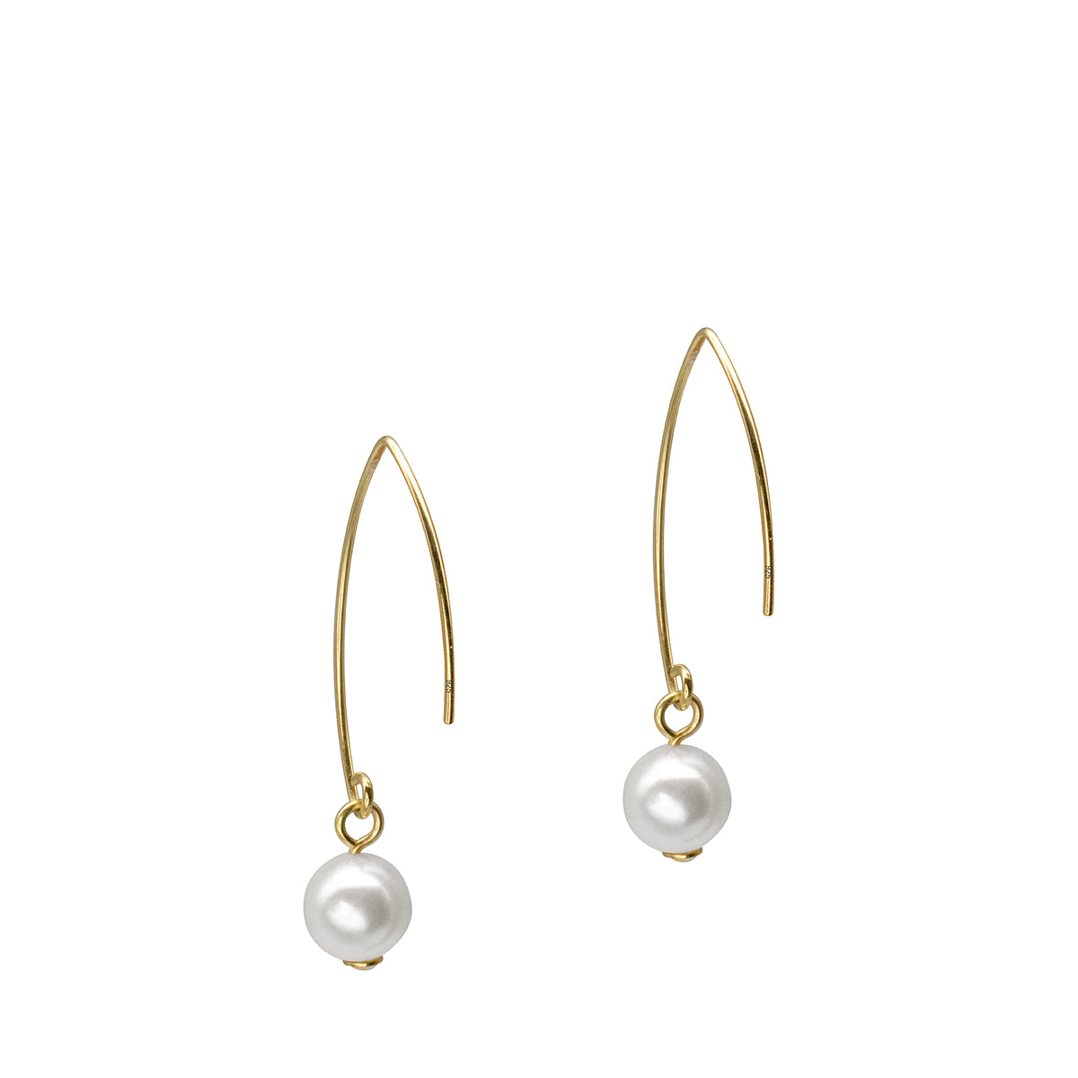 Cercei perle argint Levitation - placati aur galben 18K