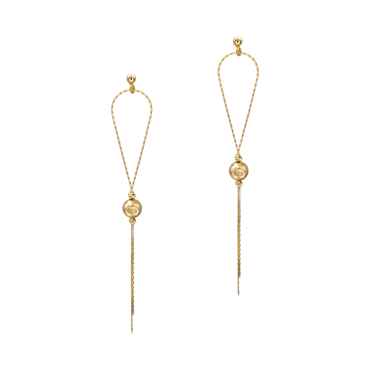 Cercei lungi argint Molecule Six - placati aur galben 18K