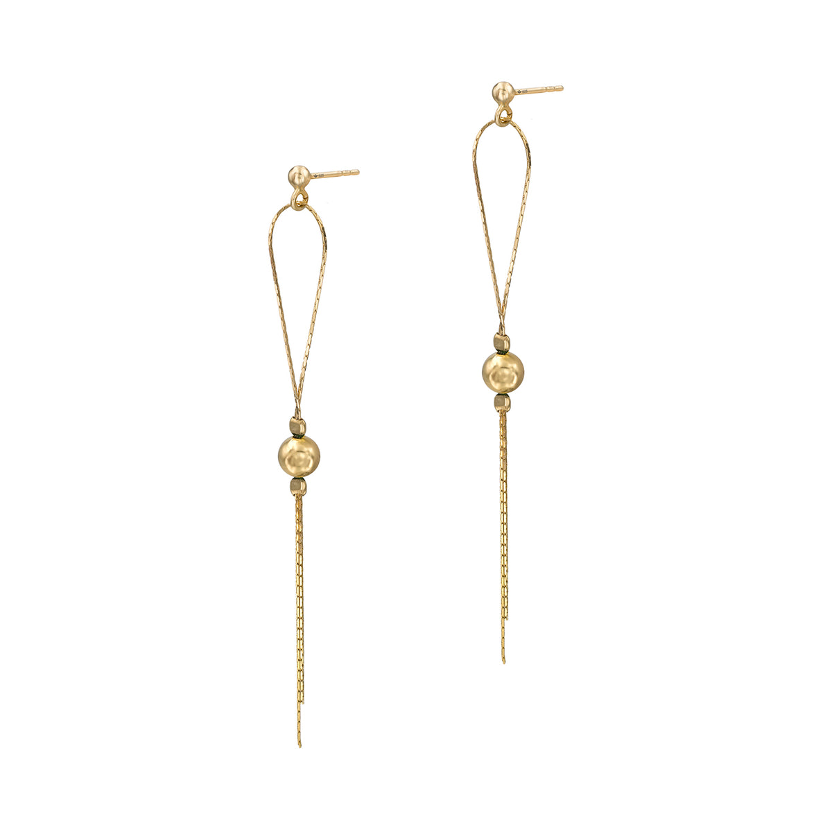 Cercei lungi argint Molecule Six - placati aur galben 18K