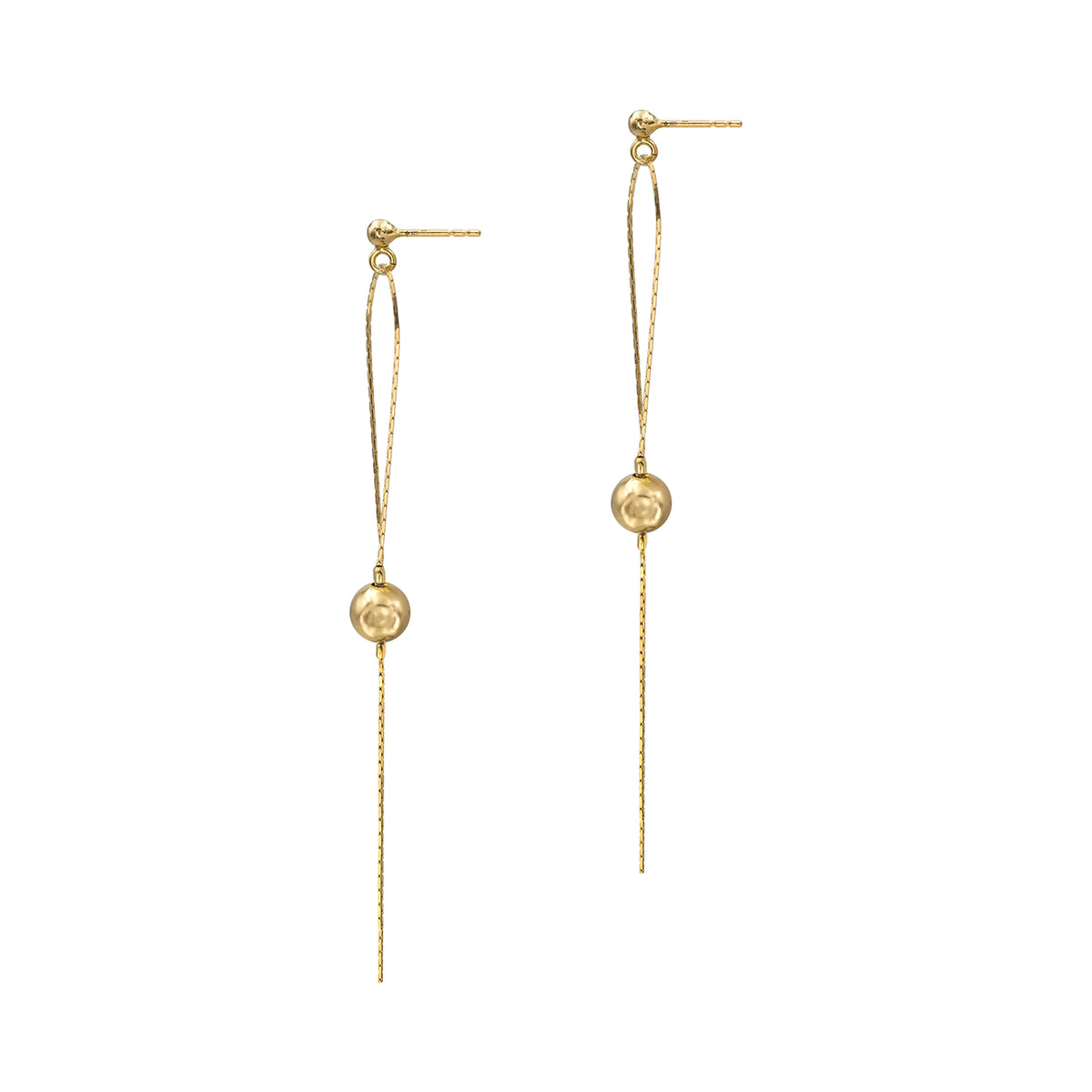 Cercei lungi argint Molecule Six - placati aur galben 18K