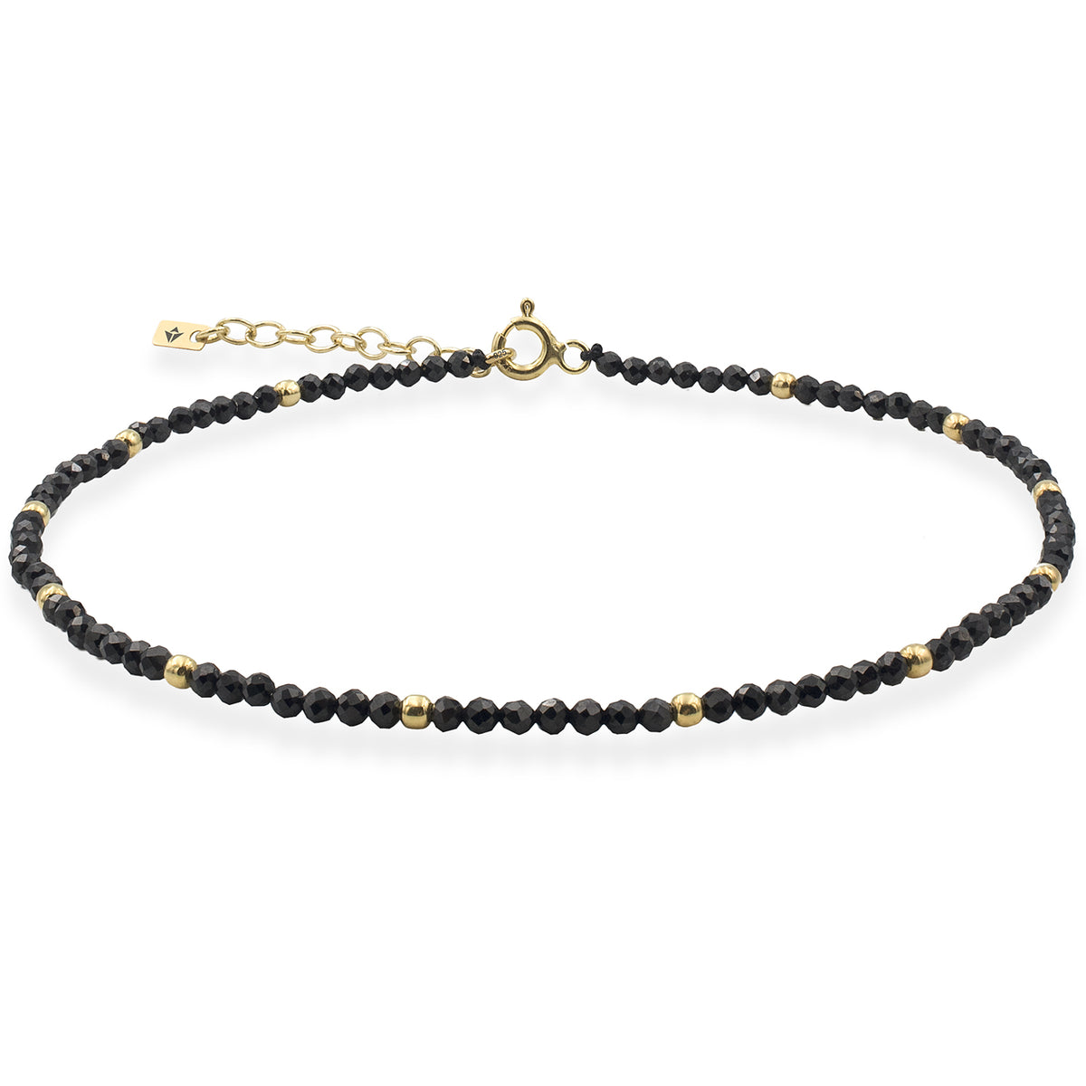 Bratara de picior argint cu pietre negre Black Orchid - placata aur galben 18K