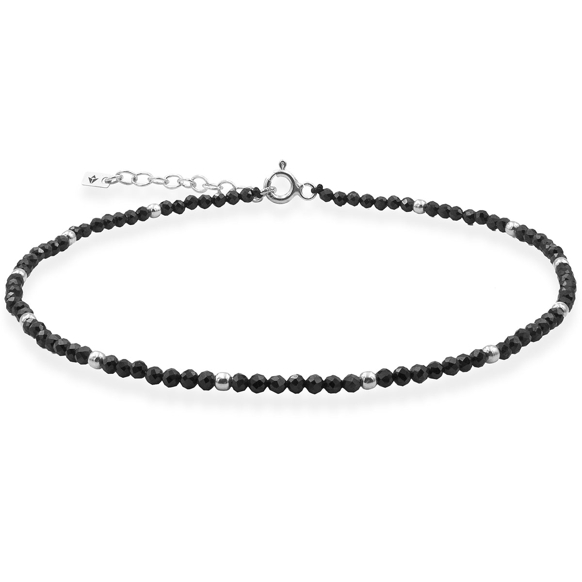 Bratara de picior argint cu pietre negre Black Orchid