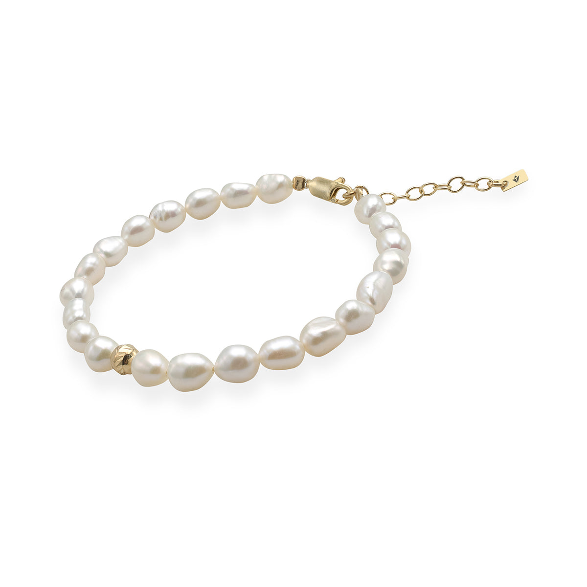 Bratara perle argint One Step - placata aur galben 18K