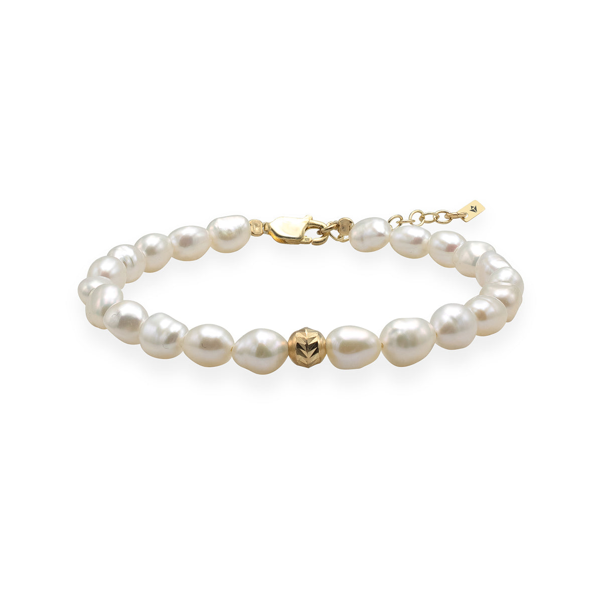 Bratara perle argint One Step - placata aur galben 18K