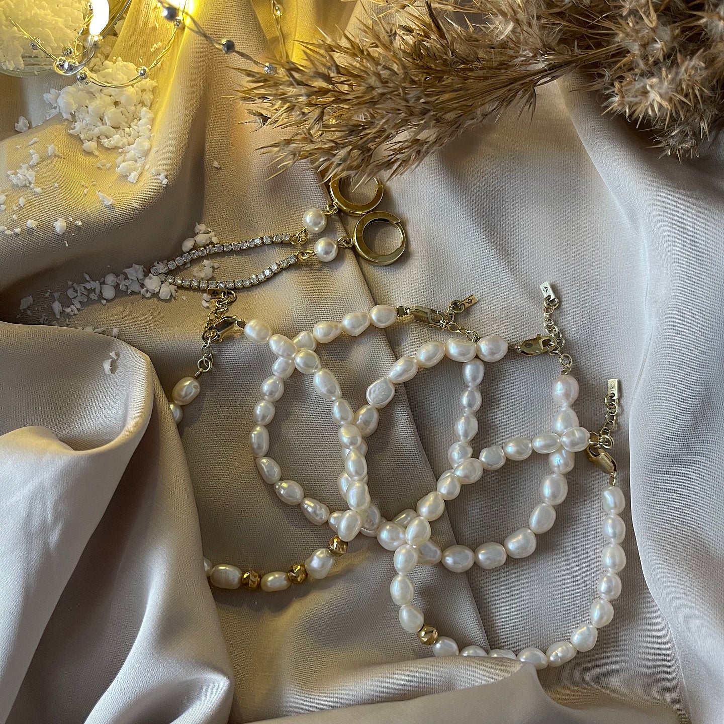 Bratara perle argint Classy Sassy - placata aur galben 18K