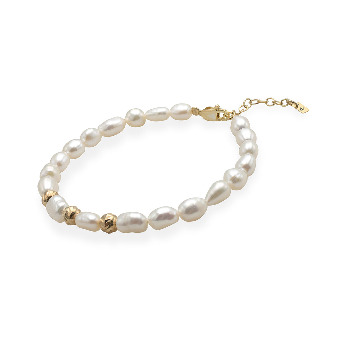Bratara perle argint Three Steps - placata aur galben 18K