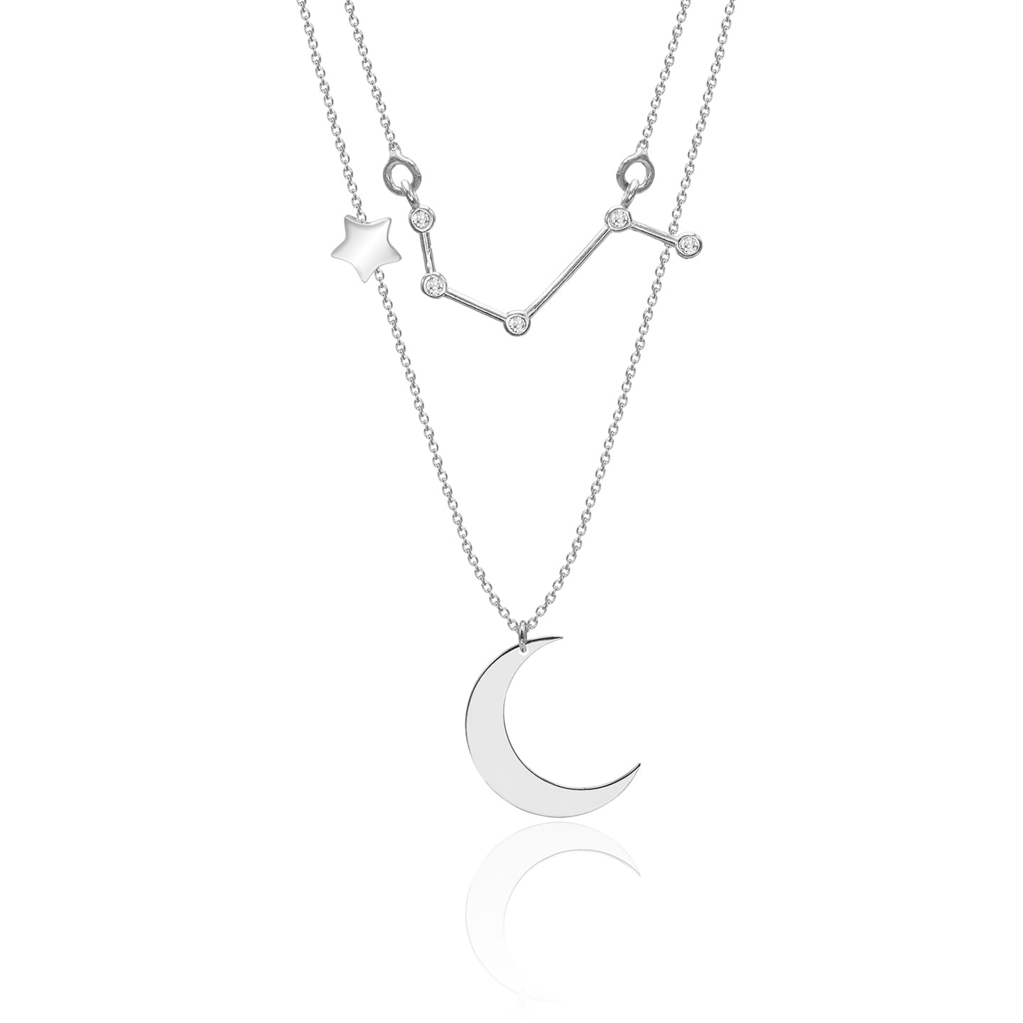 Lantisor dublu argint cu luna si constelatie Berbec