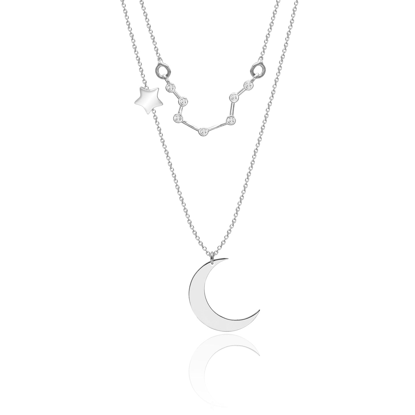 Lantisor dublu argint cu luna si constelatie Varsator