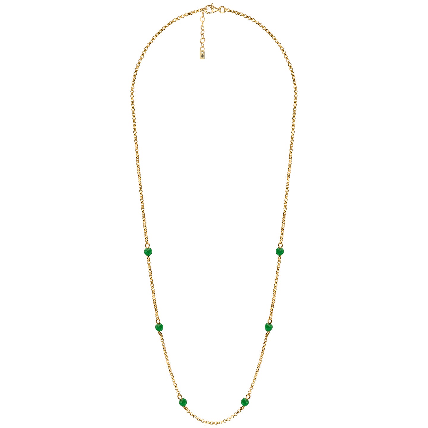 Lantisor argint cu pietre semipretioase Emerald Green - placat aur galben 18K