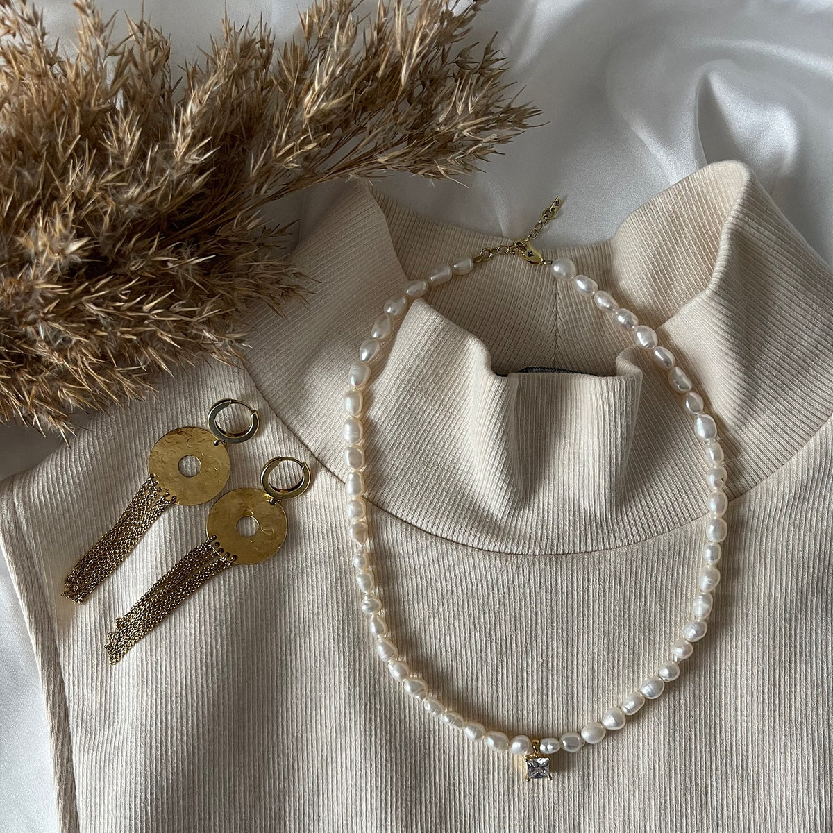 Cercei lungi argint Shivers - placati aur galben 18K
