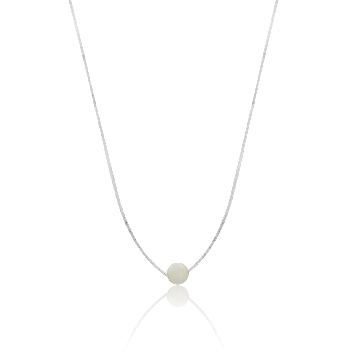 Lantisor cu fir transparent argint MoonStone - placat aur galben 18K