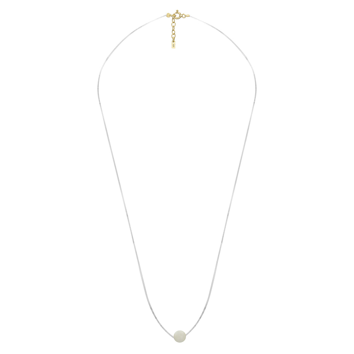 Lantisor cu fir transparent argint MoonStone - placat aur galben 18K
