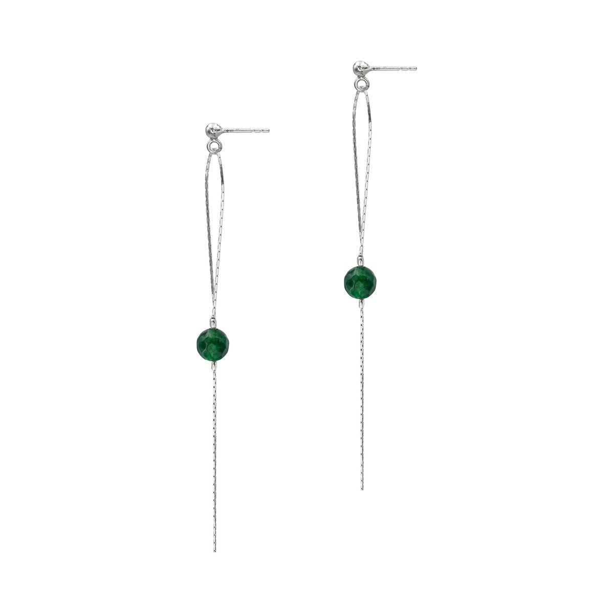 Cercei lungi argint Emerald Green Stone