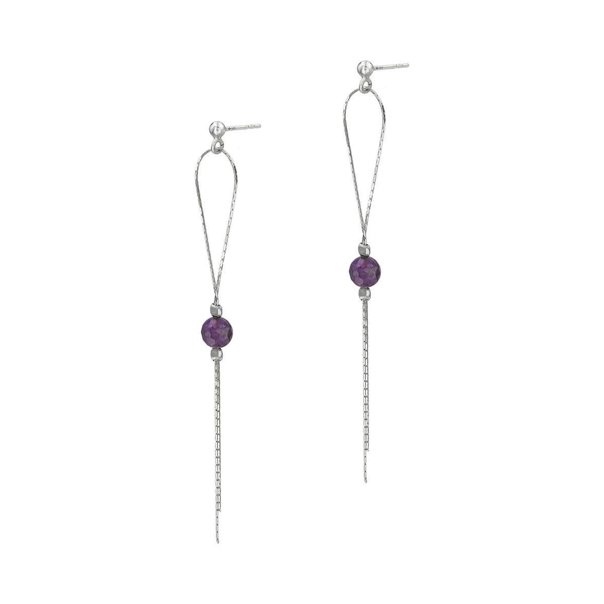 Cercei lungi argint Amethyst Stone