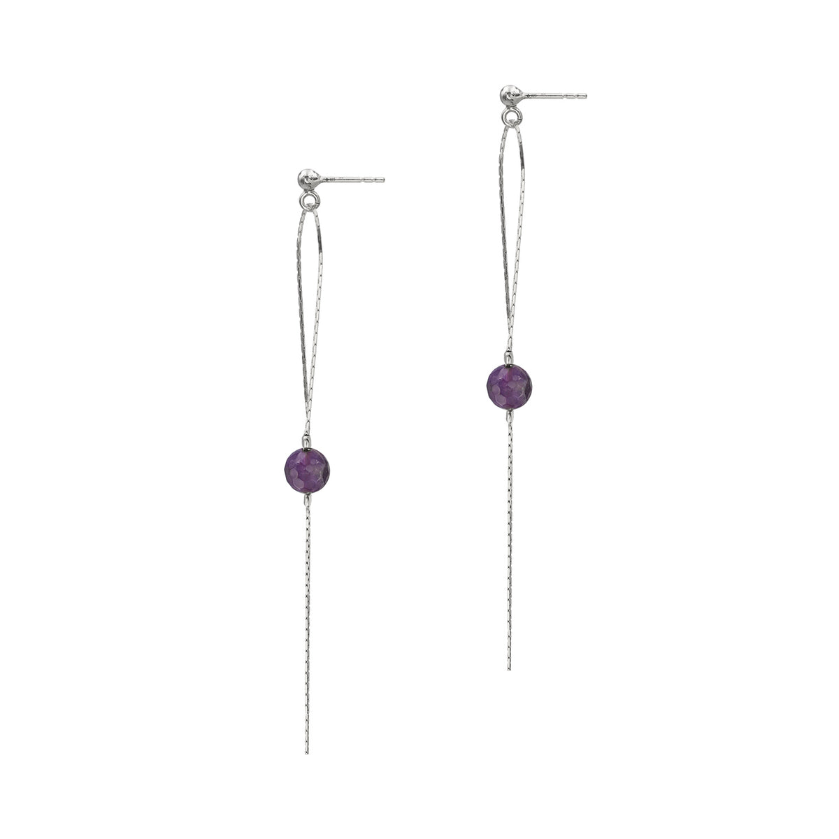 Cercei lungi argint Amethyst Stone