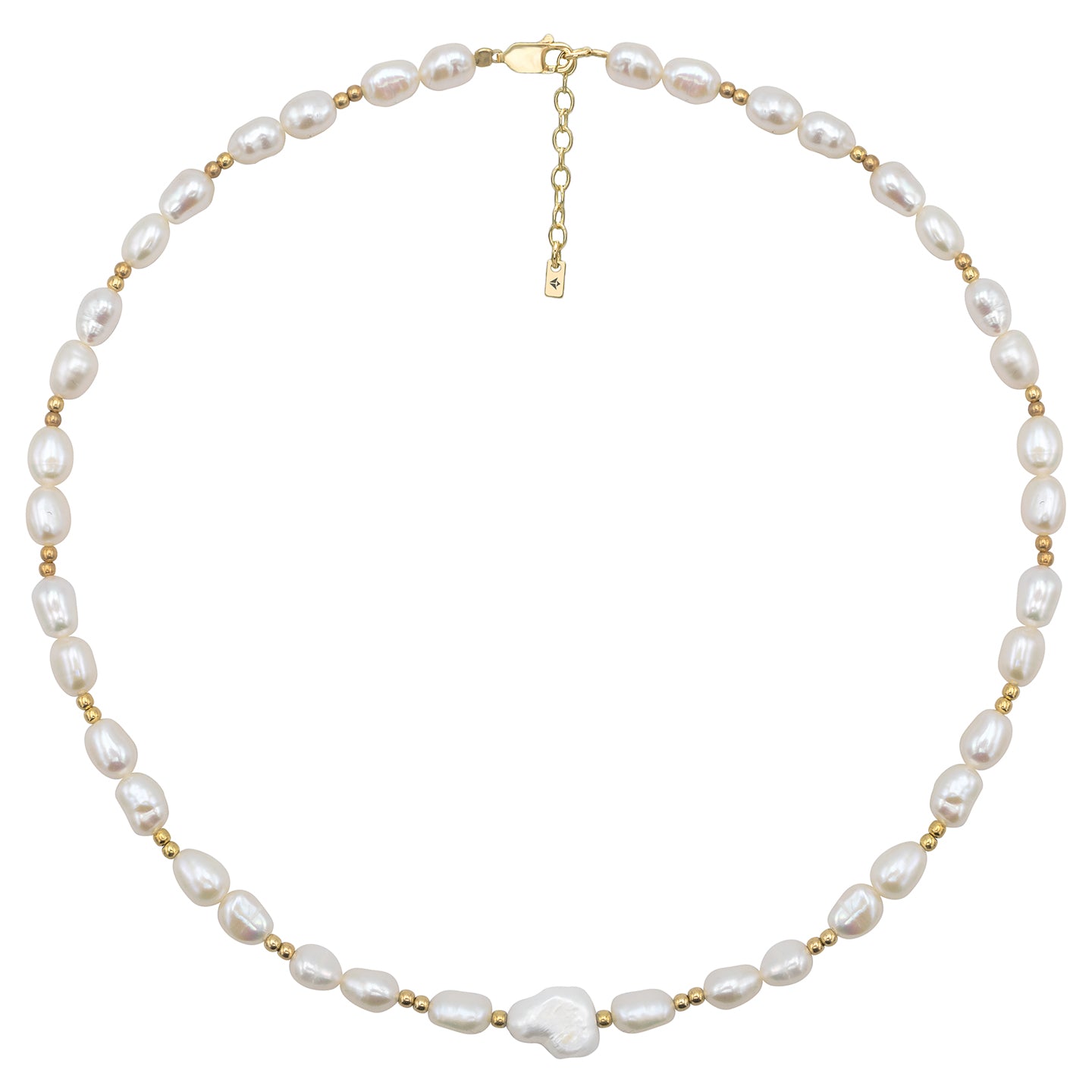 Colier perle argint si bilute Pearl Dynasty - placat aur galben 18K