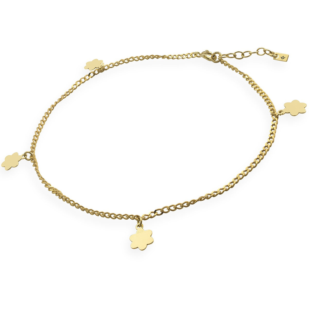 Bratara de picior argint Flower Lady - placata aur galben 18K