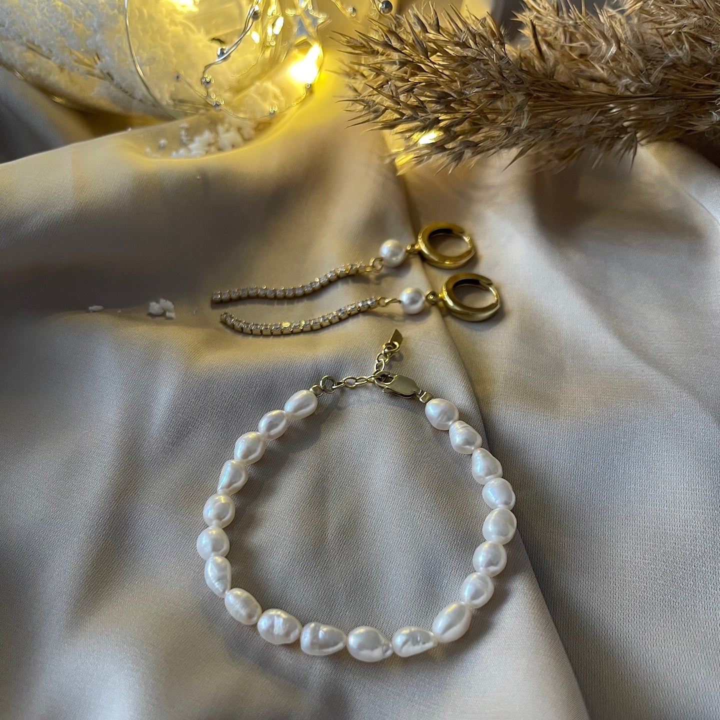 Bratara perle argint Classy Sassy - placata aur galben 18K