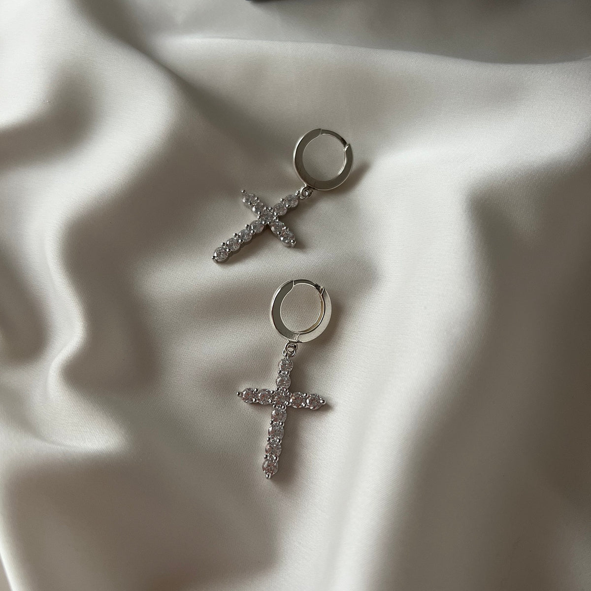 Cercei argint cruce cu pietre Have Faith