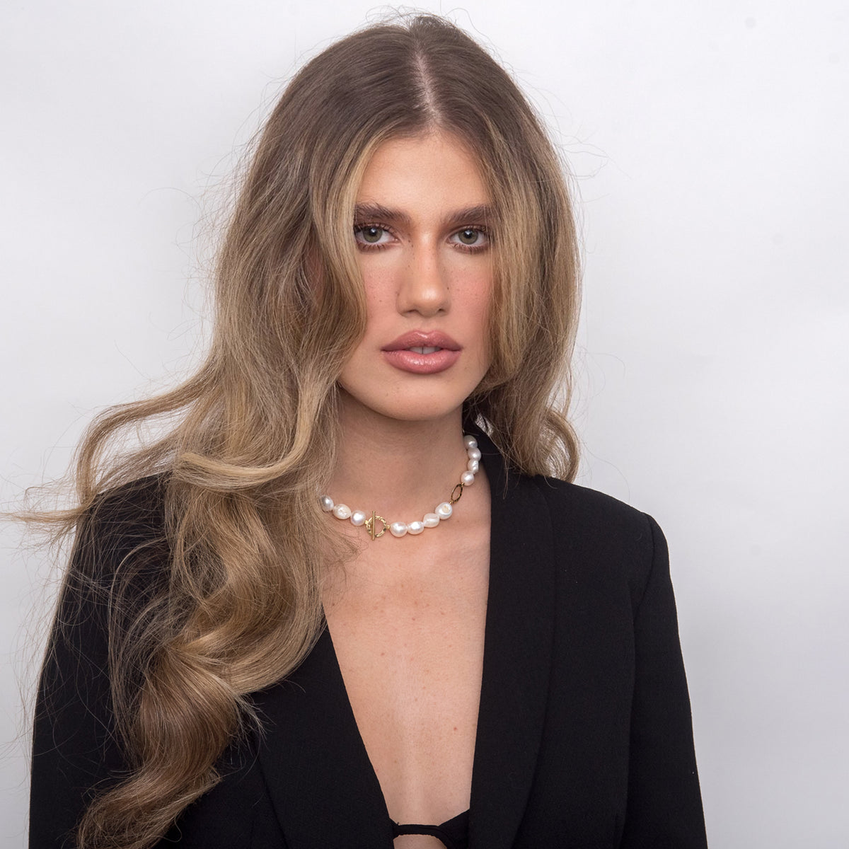 Colier perle argint Feminine Power - placat aur galben 18K