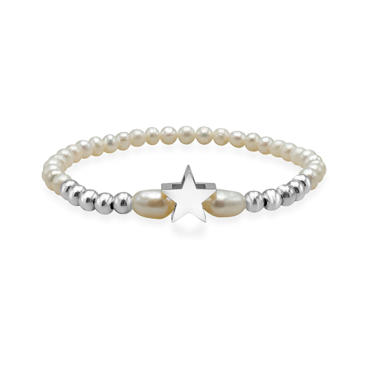 Bratara argint stea si perle Pearly Star